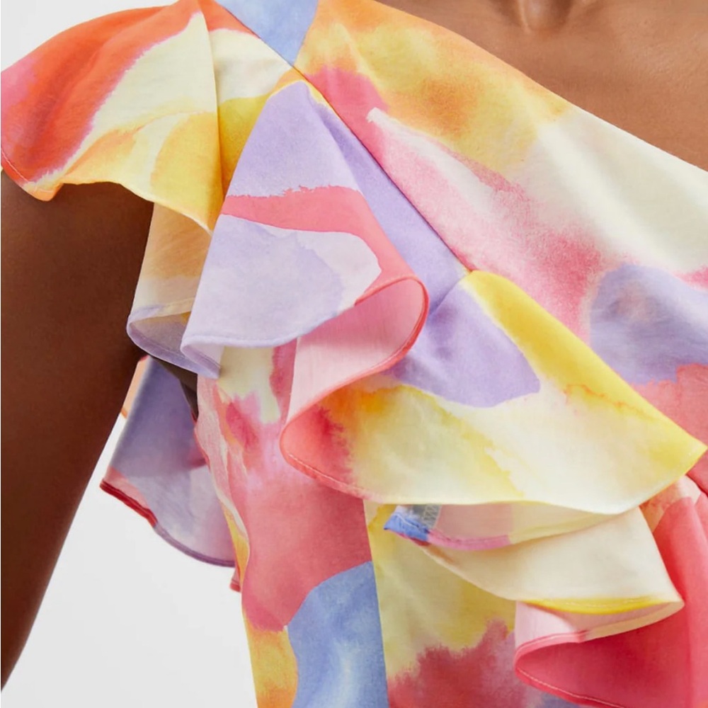 NWT French Connection One-Shoulder Ruffle Dress - Picture 3 of 7